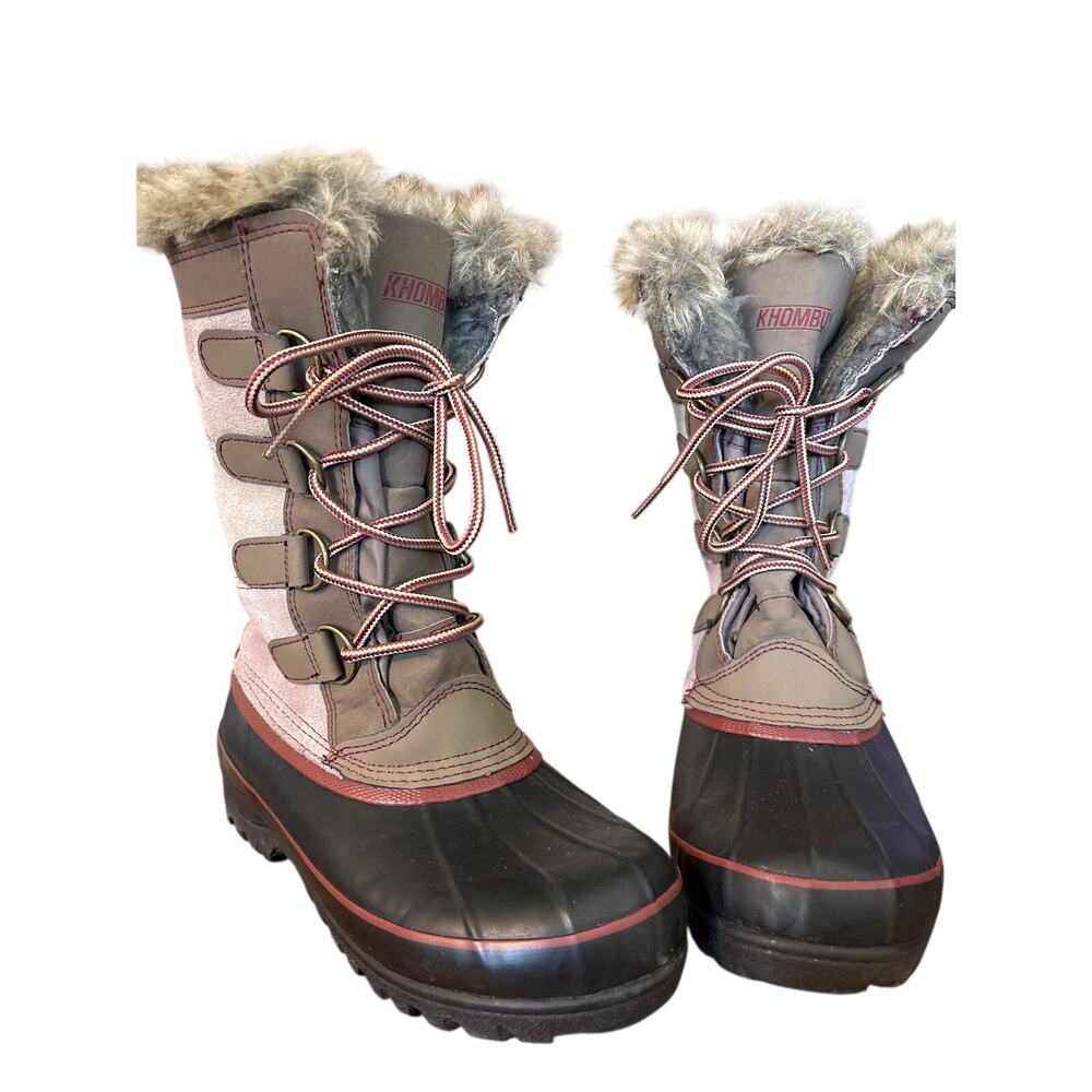 Khombu Unisex leather winter duck boot with faux fur 8M 10W